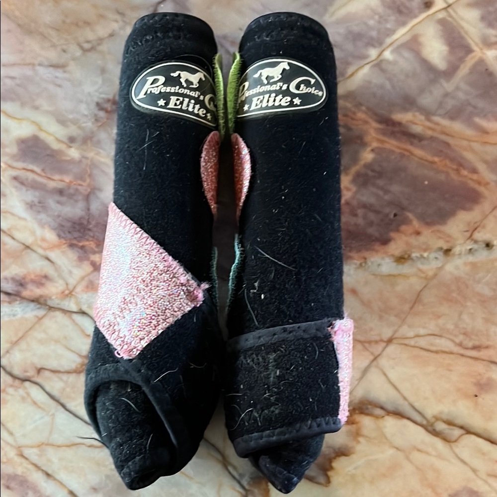 Professional's Choice Elite Black and Pink Horse Boots
